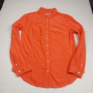 Holding Horses Corduroy Western Snap Button Shirt Orange Long Sleeve Top SMALL
